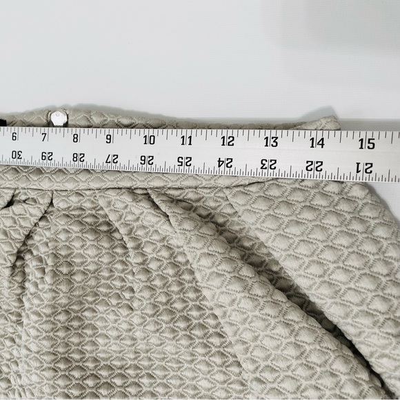 Isabel Marant sz 2 Quilted Mini Skirt Pleated Silver Wool Silk Waist 29" - Picture 9 of 14